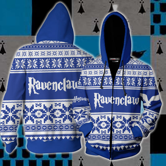 The Ravenclaw Eagle Harry Potter Ugly Christmas Zip Up Hoodie 4XL