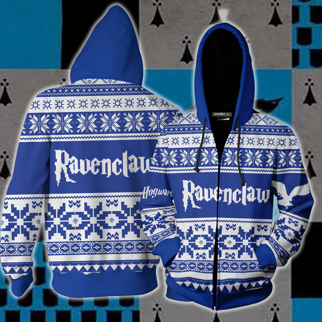 The Ravenclaw Eagle Harry Potter Ugly Christmas Zip Up Hoodie