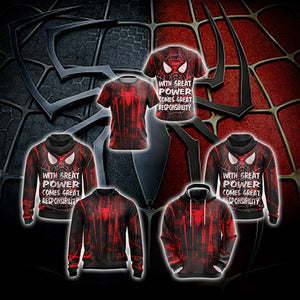 Spider-Man With Great Power Comes Great Responsibility Unisex Zip Up Hoodie