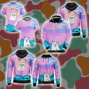 Cat Kawaii Vintage Style Unisex Zip Up Hoodie