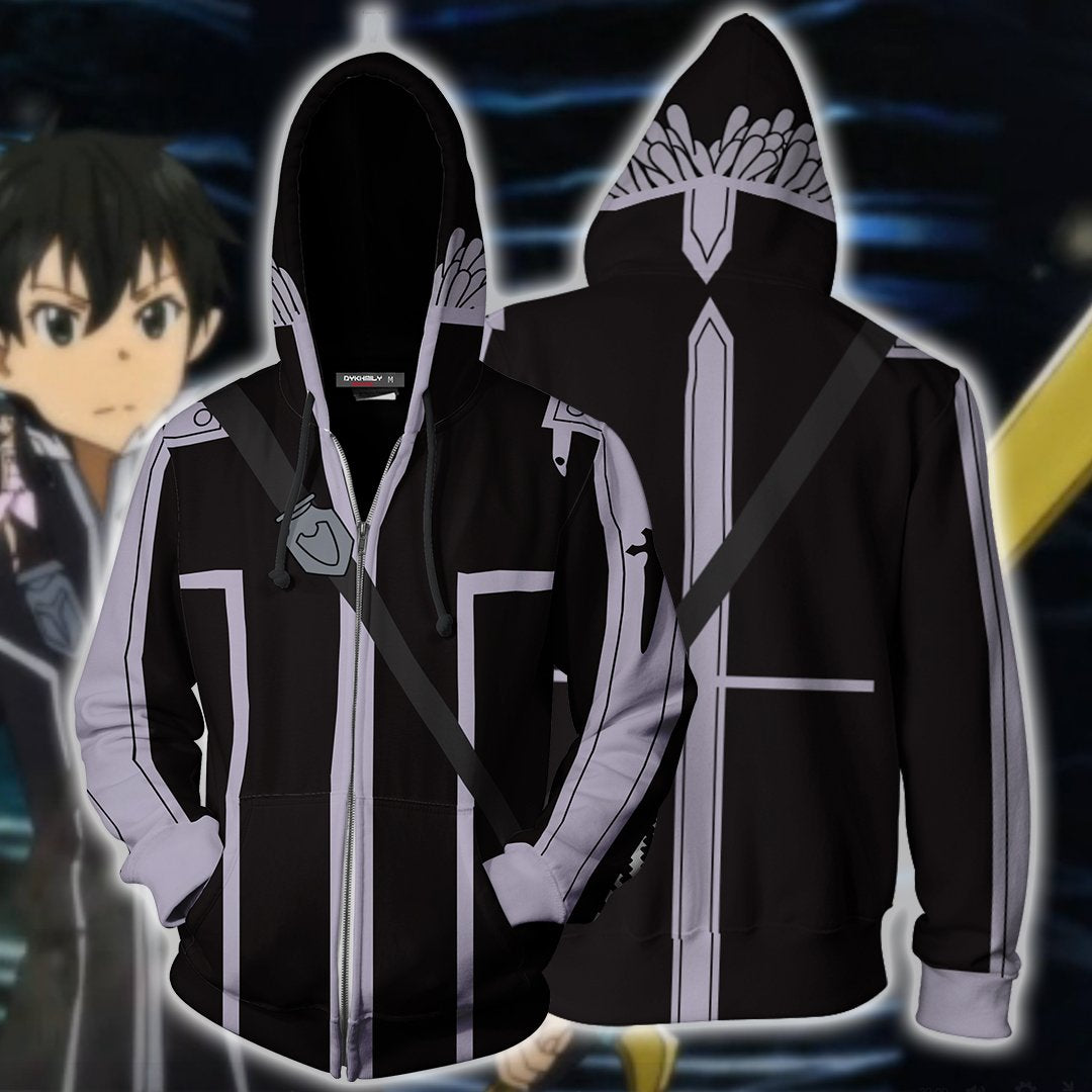 Sword Art Online Kirito Cosplay (ALfheim Online Ver) Zip Up Hoodie Jacket 4XL