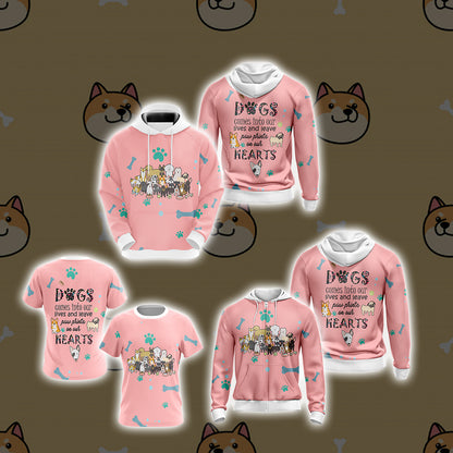 Dogs Comes Into Our Lives And Leave Paw Prints On Our Hearts Unisex Zip Up Hoodie