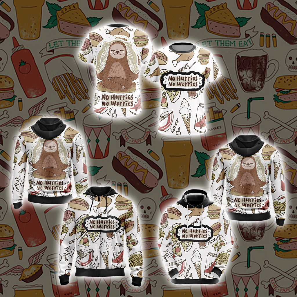 No Hurries No Worries Unisex Zip Up Hoodie