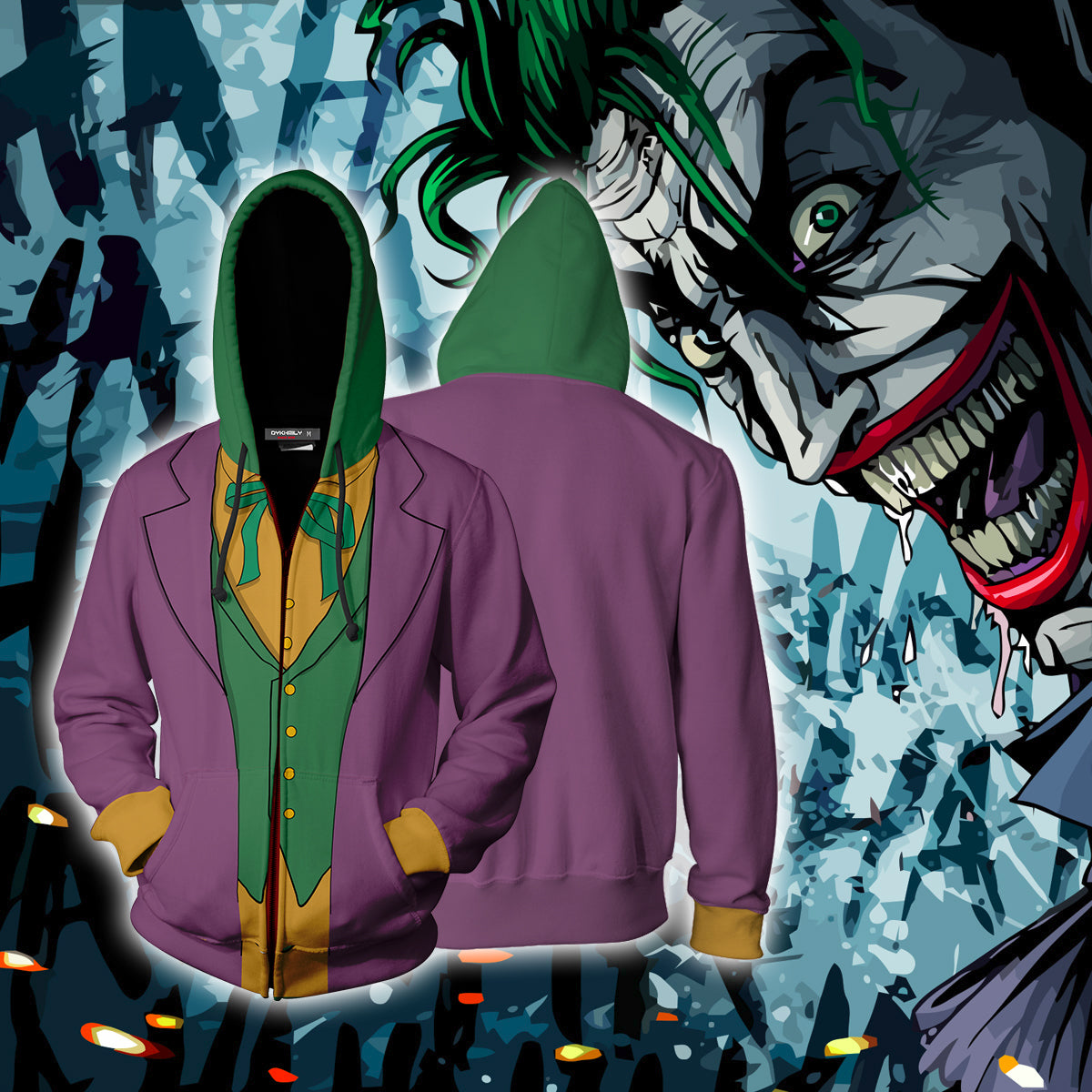 Joker Suit Batman Fan Zip Up Hoodie 4XL