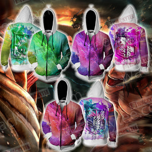 Attack on Titan Emblems Stationary Guard Zip Up Hoodie Jacket