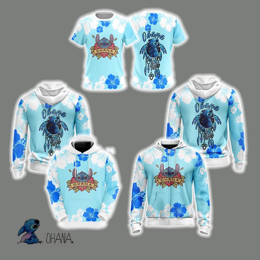 Ohana Stitch Unisex Zip Up Hoodie