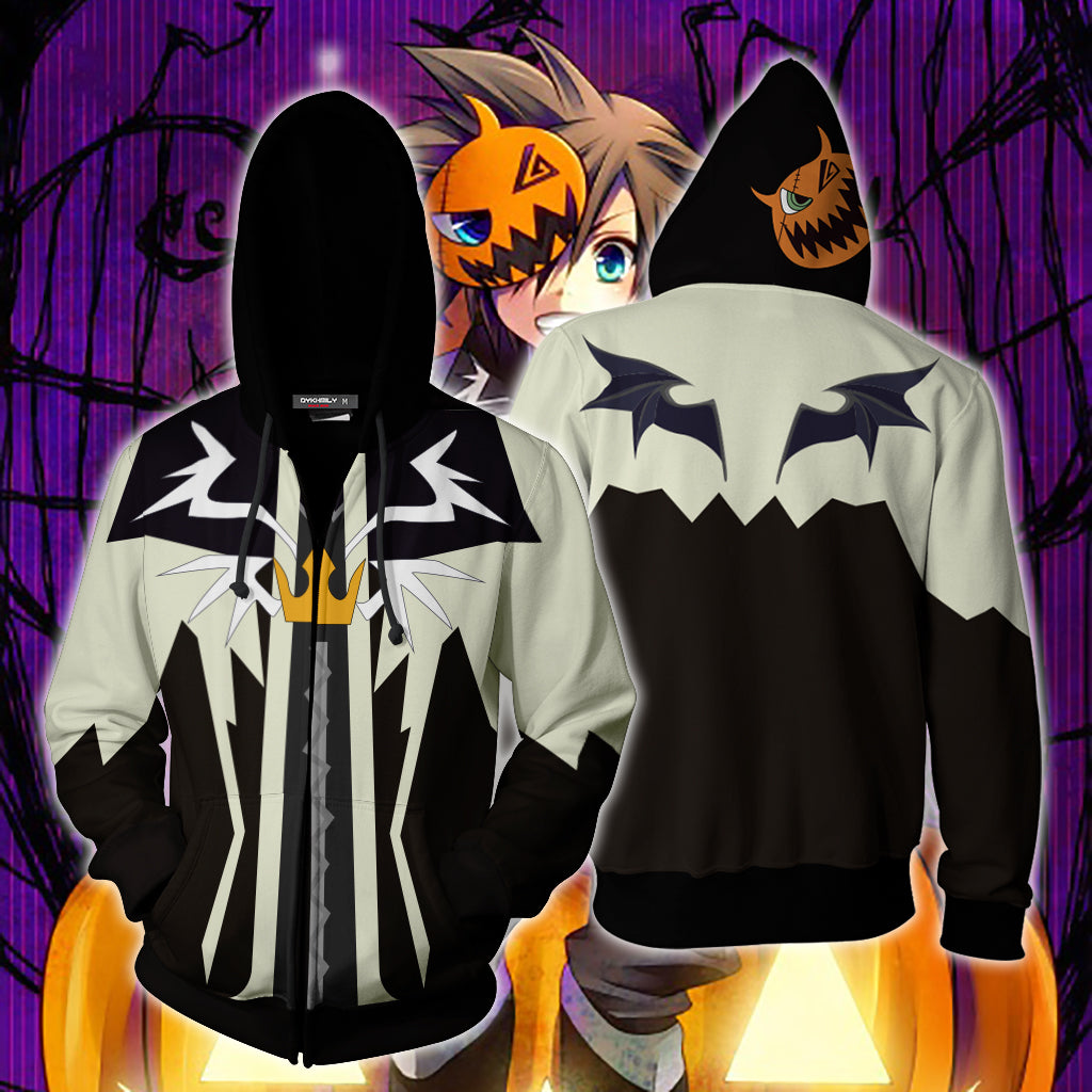 Kingdom Hearts Sora Halloween Town Cosplay Zip Up Hoodie Jacket