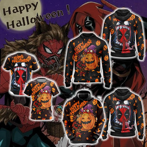 Deadpool x Spider Man - Halloween Unisex Zip Up Hoodie