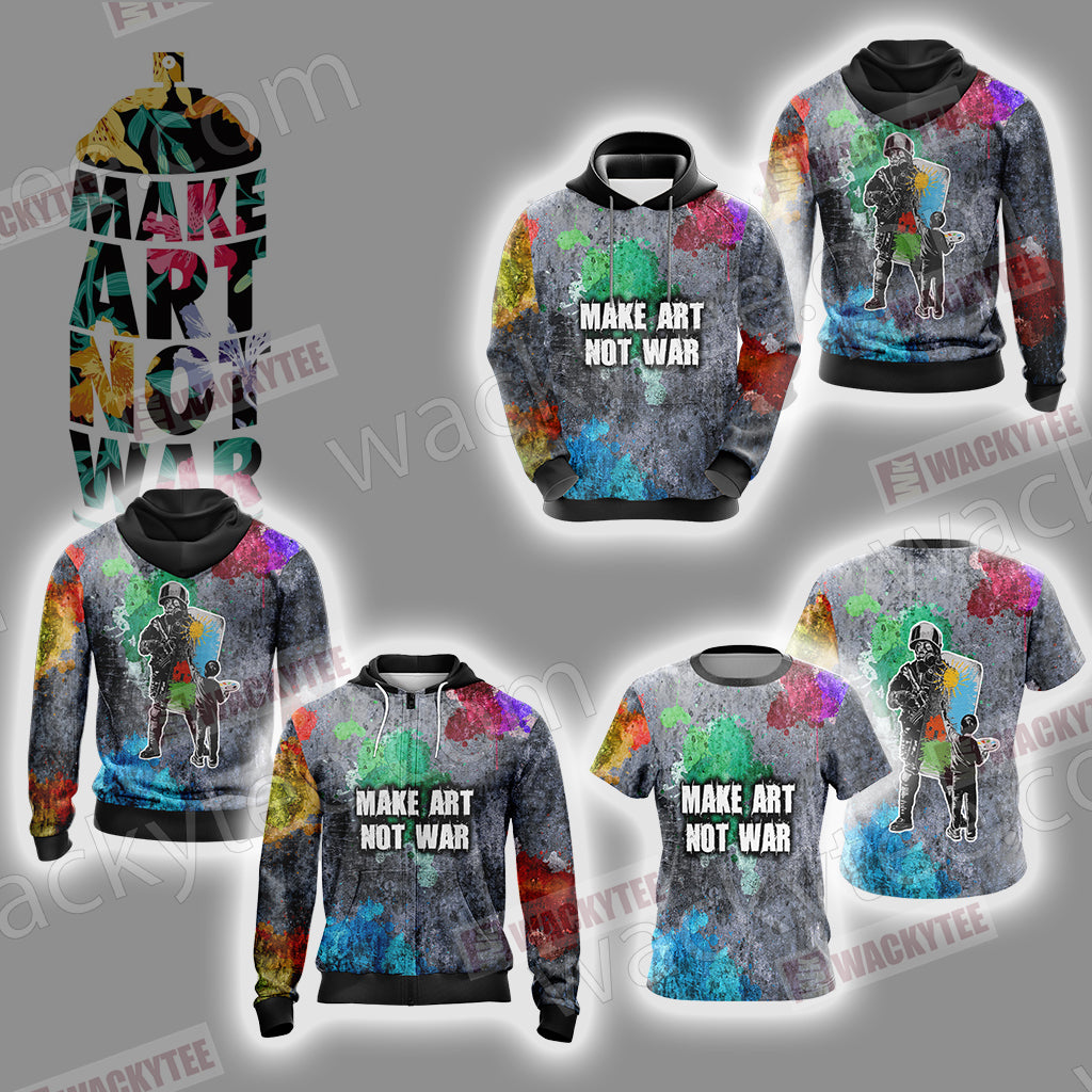 Make Art Not War Veteran Zip Up Hoodie