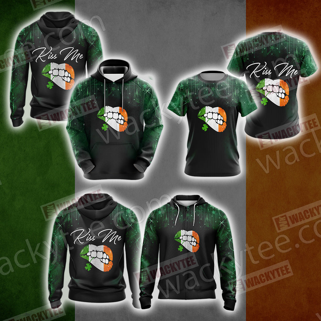 Irish Flag Kiss Me Saint Patrick's Day Unisex 3D Hoodie
