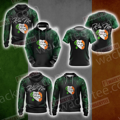 Irish Flag Kiss Me Saint Patrick's Day Unisex 3D Hoodie
