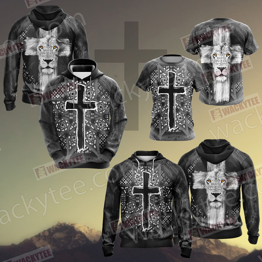 Christian - Fear Not For Jesus The Lion Of Judah Has Triumphed Unisex Zip Up Hoodie Jacket