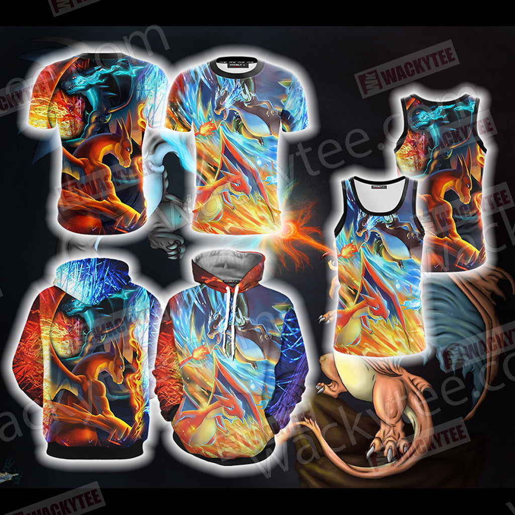 Pokemon Charizard X And Charizard Y Unisex 3D T-shirt