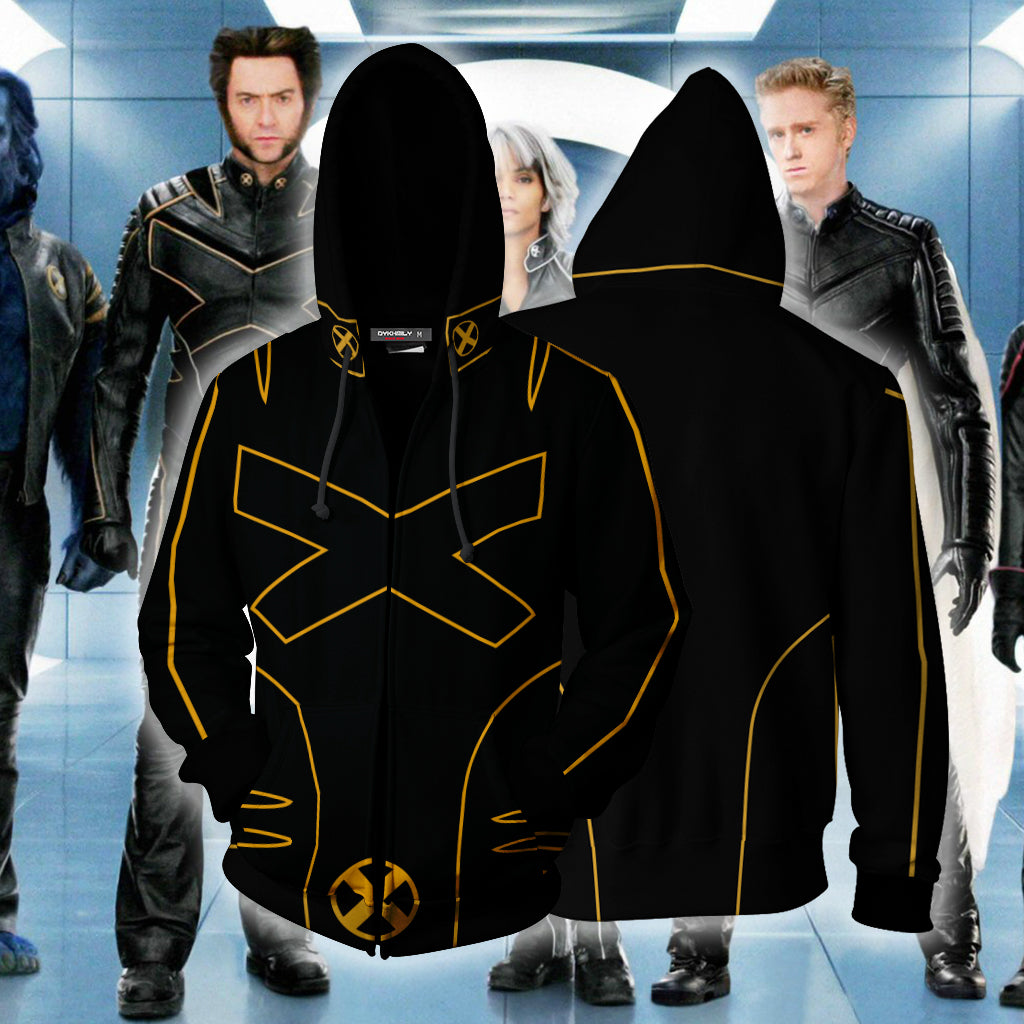 Marvel X-men Black Cosplay Zip Up Hoodie Jacket 4XL