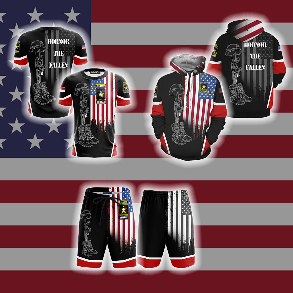 US Army Veteran Hornor The Fallen Unisex 3D Hoodie