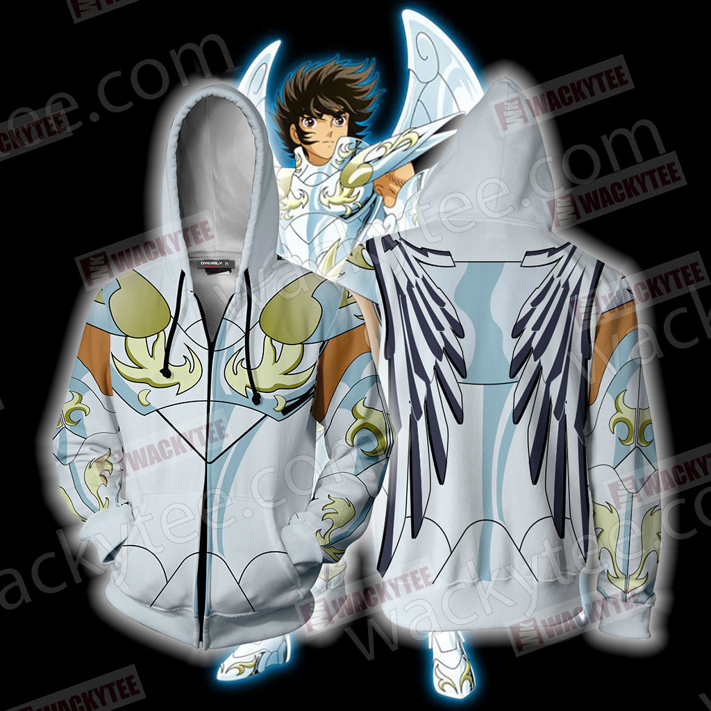Saint Seiya Pegasus Seiya Pegasus God Cloth Cosplay Zip Up Hoodie 4XL