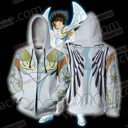 Saint Seiya Pegasus Seiya Pegasus God Cloth Cosplay Zip Up Hoodie 4XL