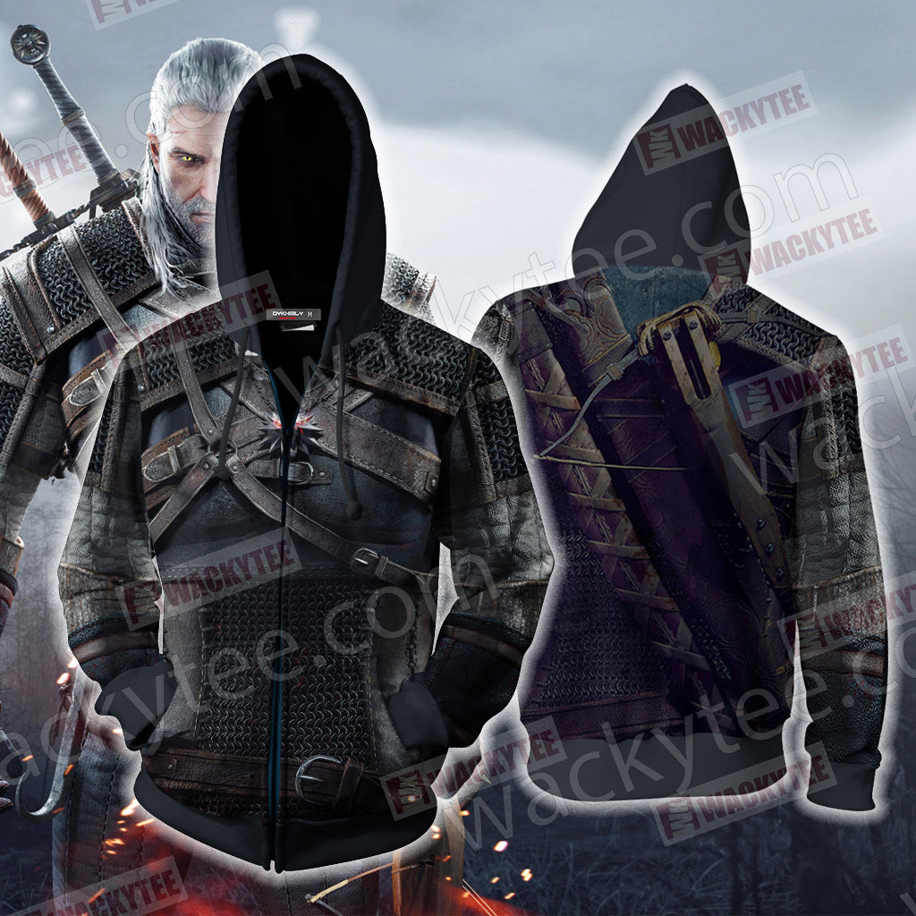 The Witcher 3 Wild Hunt Geralt Of Rivia Cosplay Zip Up Hoodie 4XL