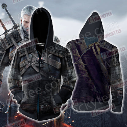 The Witcher 3 Wild Hunt Geralt Of Rivia Cosplay Zip Up Hoodie 4XL