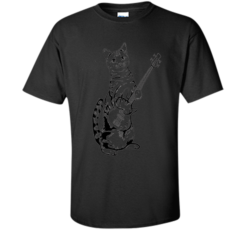 Bassist T-shirt Cat Playing Bass T-shirt Black