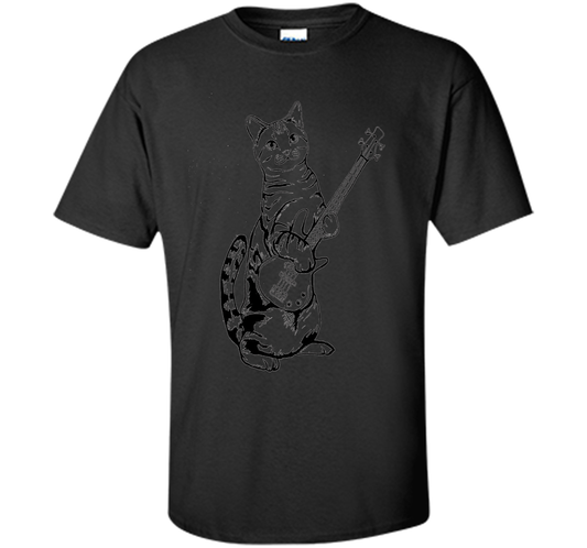 Bassist T-shirt Cat Playing Bass T-shirt Black
