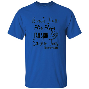 Summer Tshirt Beach Hair Flip Flops Tan Skin Sandy Toes Happiness