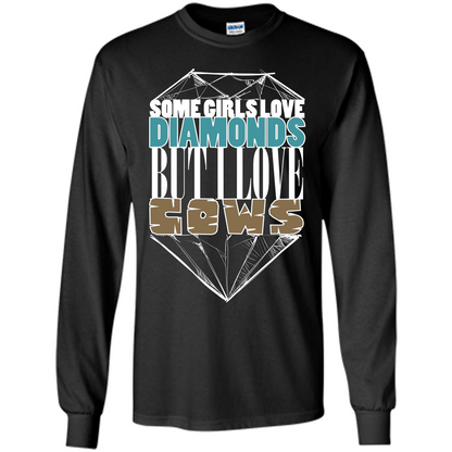 Cow Lovers T-shirt Some Girls Love Diamond But I Love Cows Black