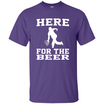 Funny Bowling Drinking Shirt Here For The Beer T-shirt Purple
