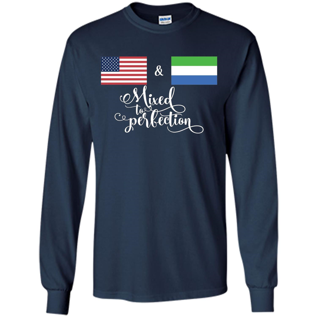 American + Sierra Leone Mixed To Perfection Flag T-Shirt Navy