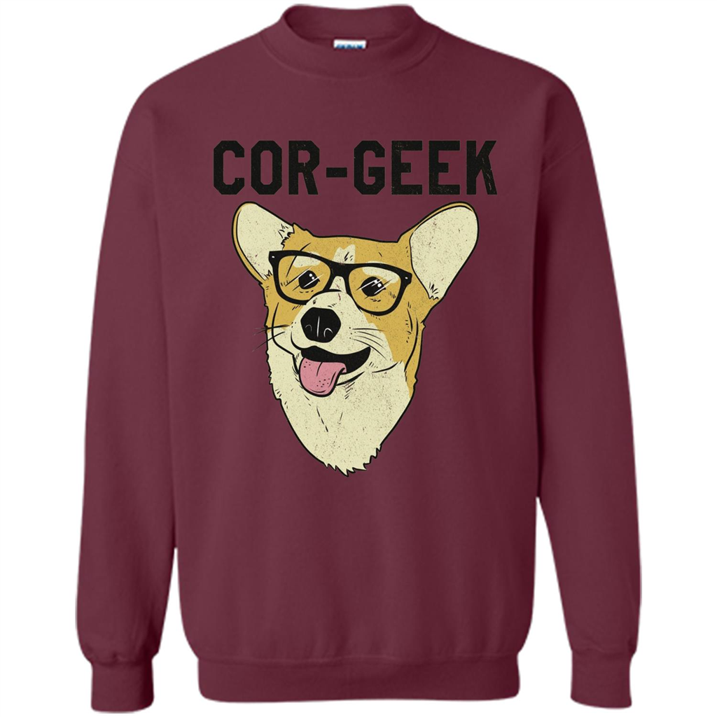 Cor-Geek Funny Corgi Nerd T-shirt Maroon