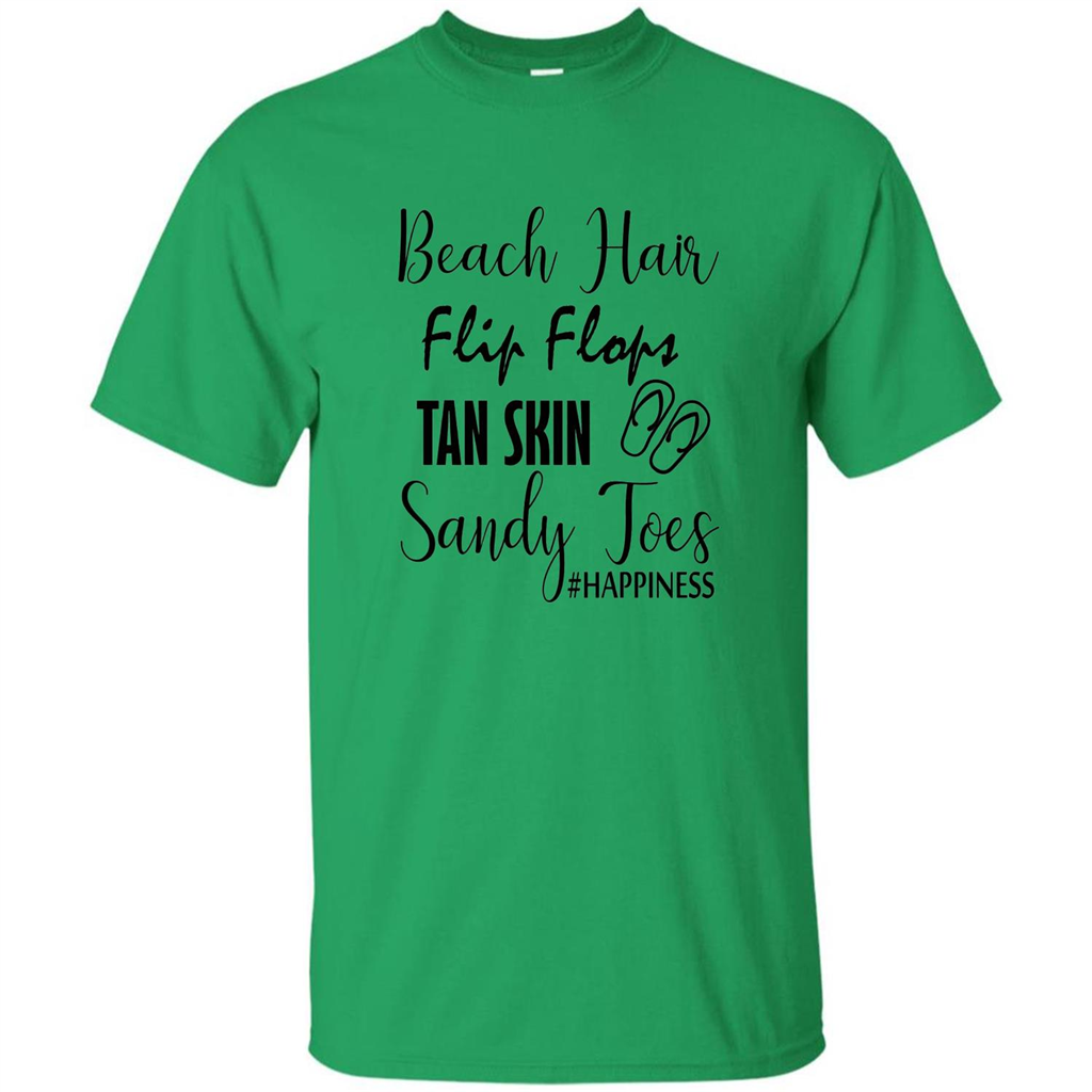 Summer Tshirt Beach Hair Flip Flops Tan Skin Sandy Toes Happiness Irish Green