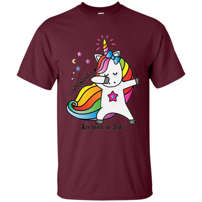 Unicorn Birthday T-shirt Unicorns Are Born In July Maroon