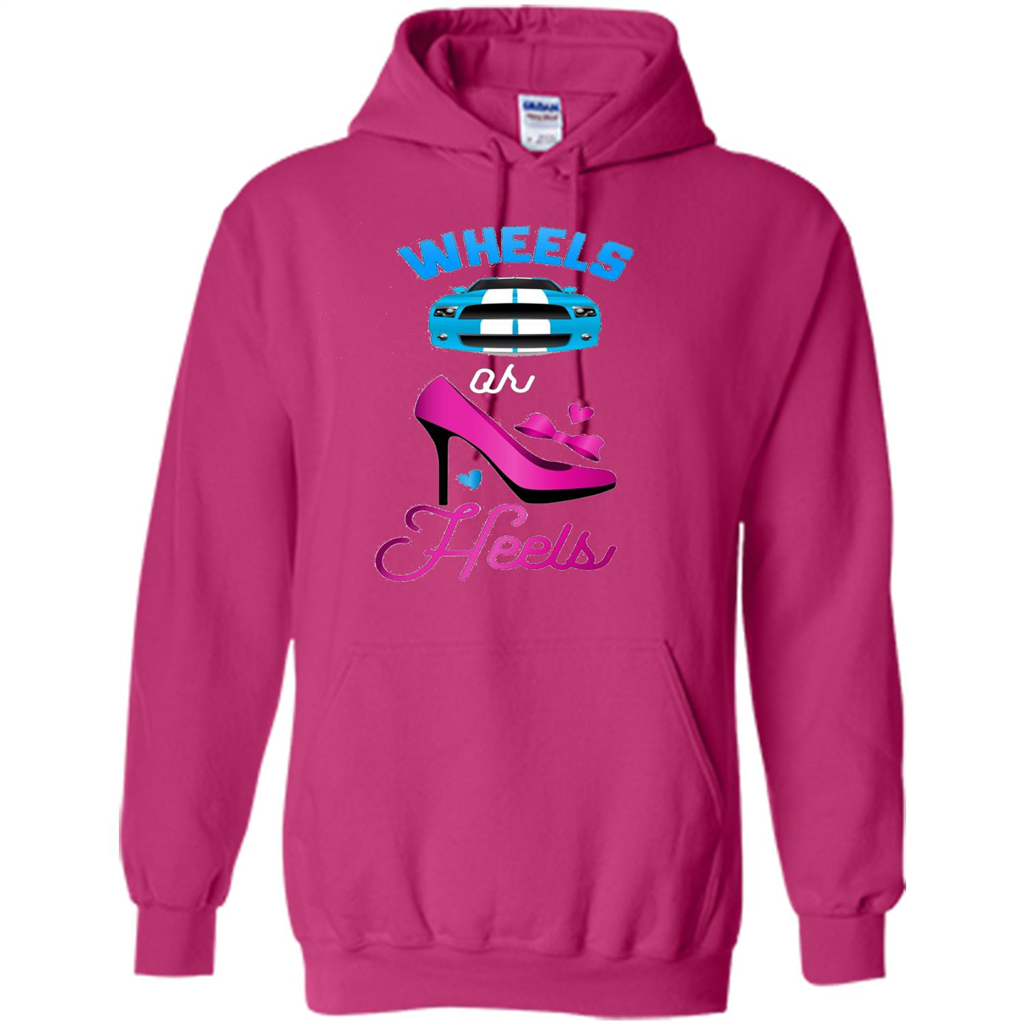 Wheels Or Heels We Love You Gender Reveal Party T-shirt Heliconia