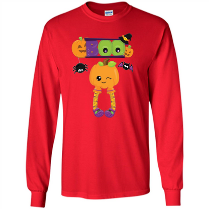 Cute Halloween Boo T-Shirt with Pumpkins-Party T-shirt Red