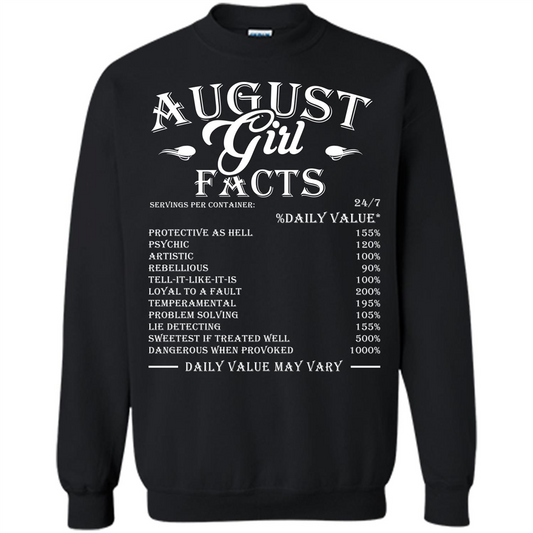 August Girl Facts T-shirt Black