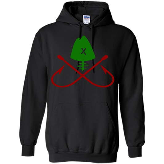 Fishing T-Shirt Skull And Crossed Hooks Black