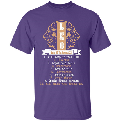 Leo T-shirt Will Knock Your Lights Out Purple