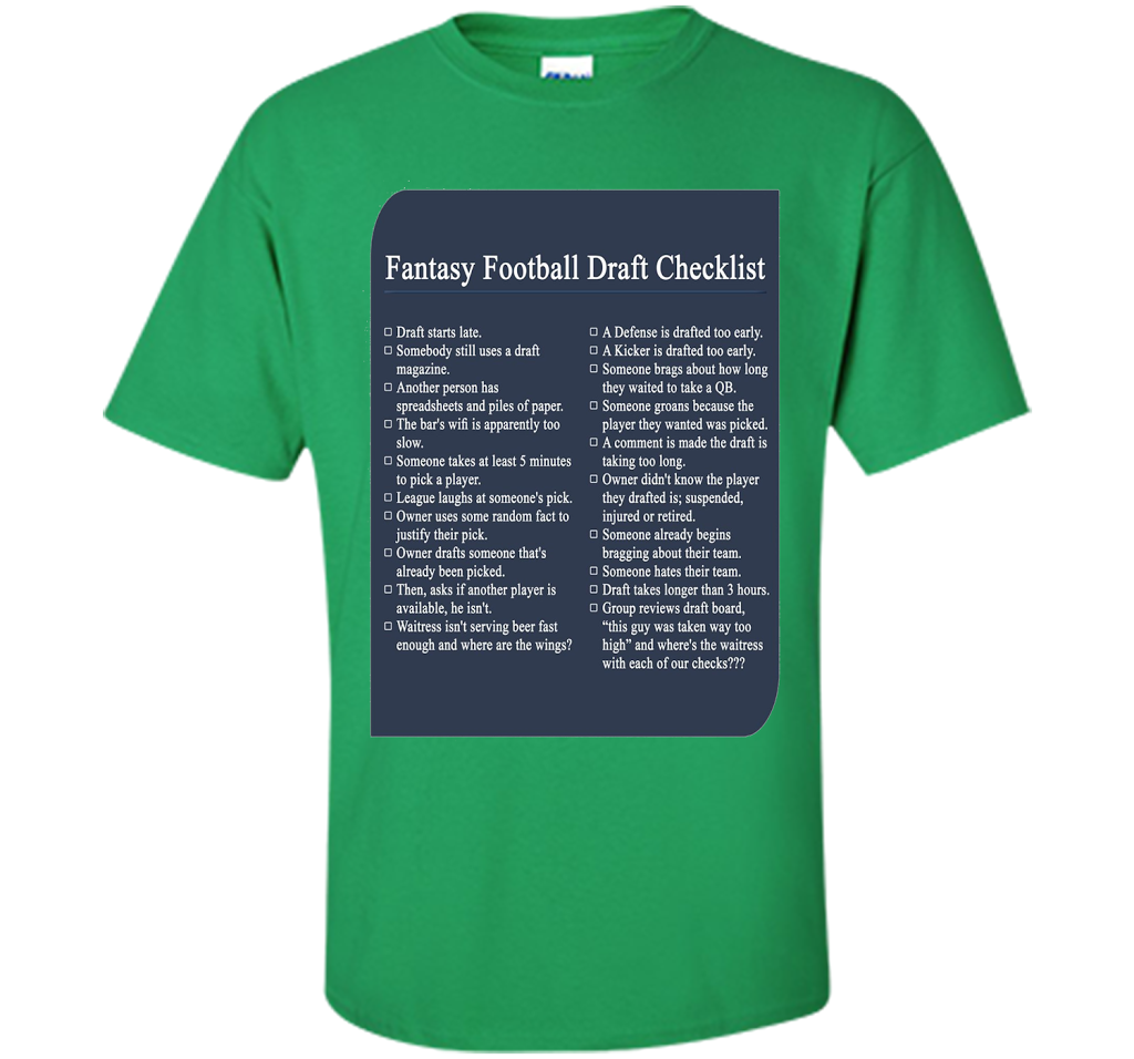 Fantasy Football Draft Checklist T-shirt