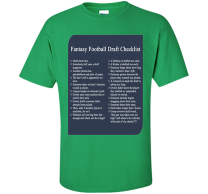 Fantasy Football Draft Checklist T-shirt