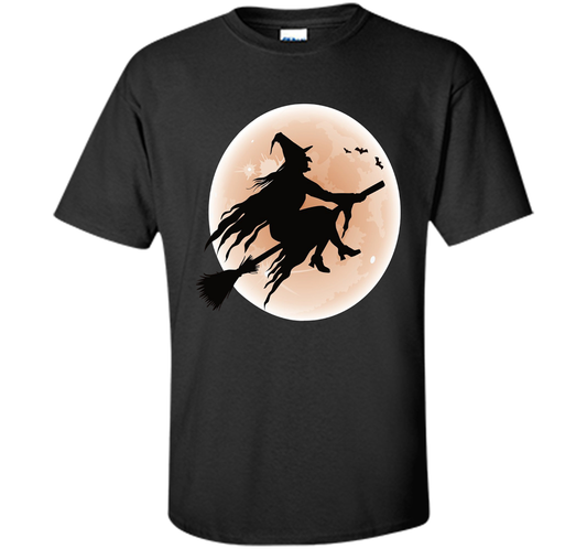 Halloween Full Moon Witch T-Shirt shirt Black