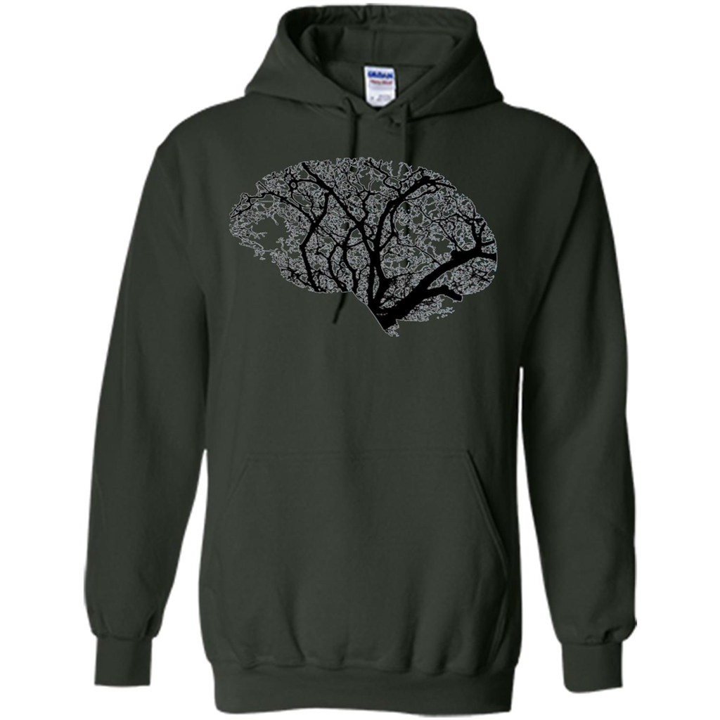 Science Nature T-Shirt Head Brain Tree Forest Green