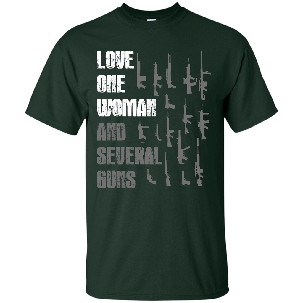 Gun T-shirt Love One Woman And Several Guns T-shirt Forest Green