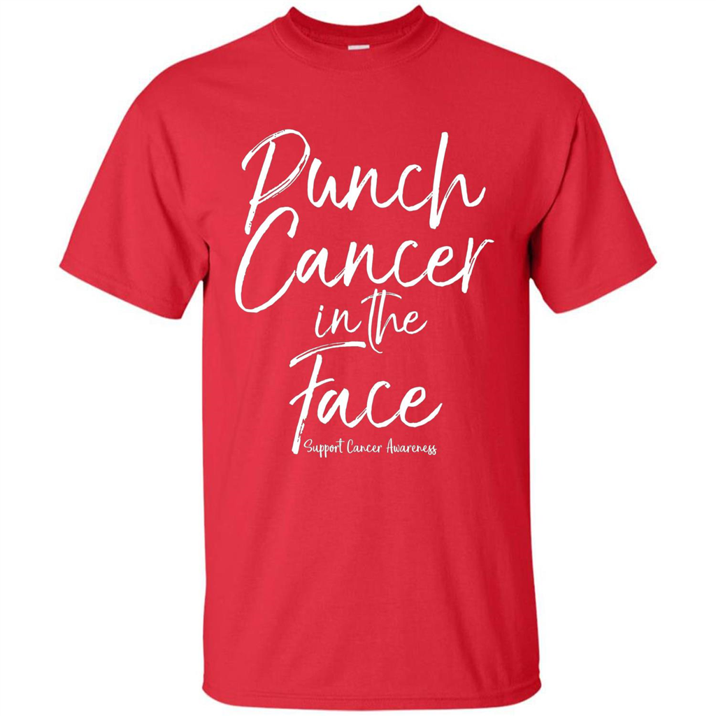 Punch Cancer in the Face Support Cancer Awareness T-shirt Red