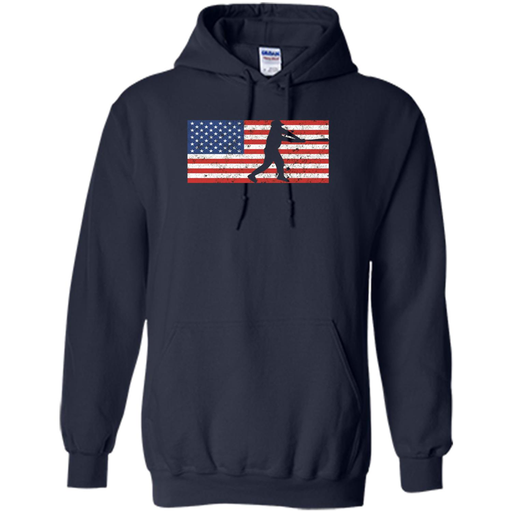 Funny Baseball Player American Flag T-shirt Navy