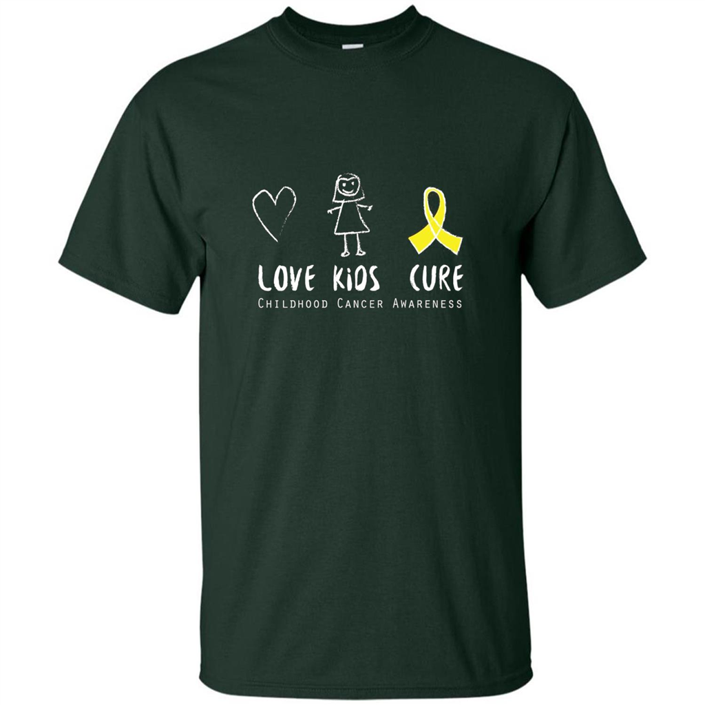 Love Kids Cure Childhood Cancer Awareness T-shirt Forest Green