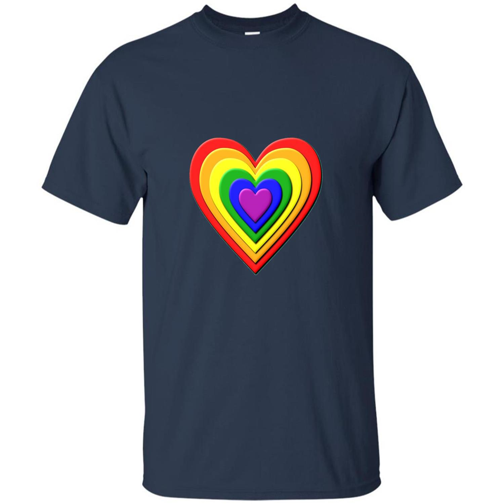 LGBT T-shirt Rainbow Heart T-shirt Navy