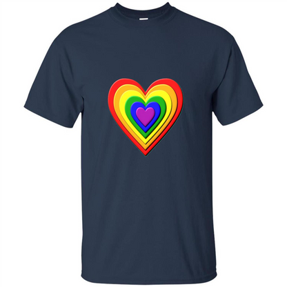 LGBT T-shirt Rainbow Heart T-shirt Navy