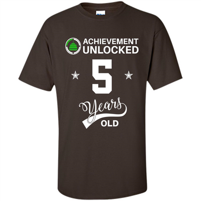 Happy 5th birthday T-shirt Achievement Unlocked 5 Years Old Dark Chocolate