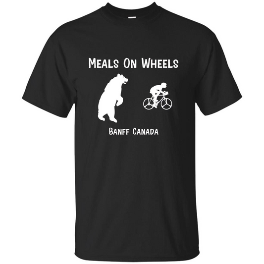 Funny Bear Chasing Bike Rider Meals On Wheels T-shirt Black