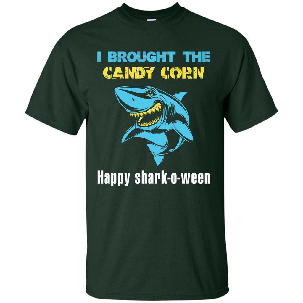 Shark T-shirt I Brought The Candy Corn Happy Shark-o-ween T-shirt Forest Green